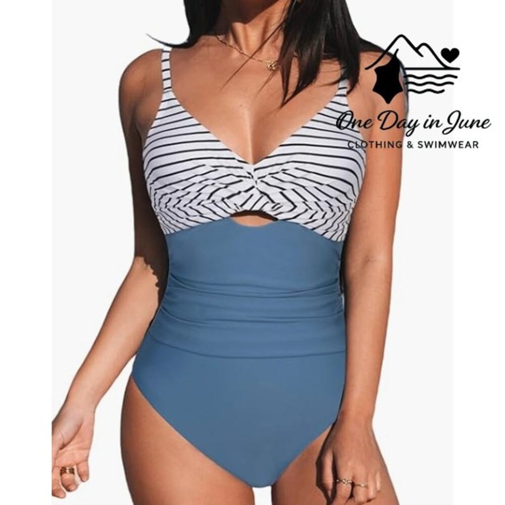 Eomenie Cross Front Cut Out Tie Back One Piece Swimsuitq Size XL